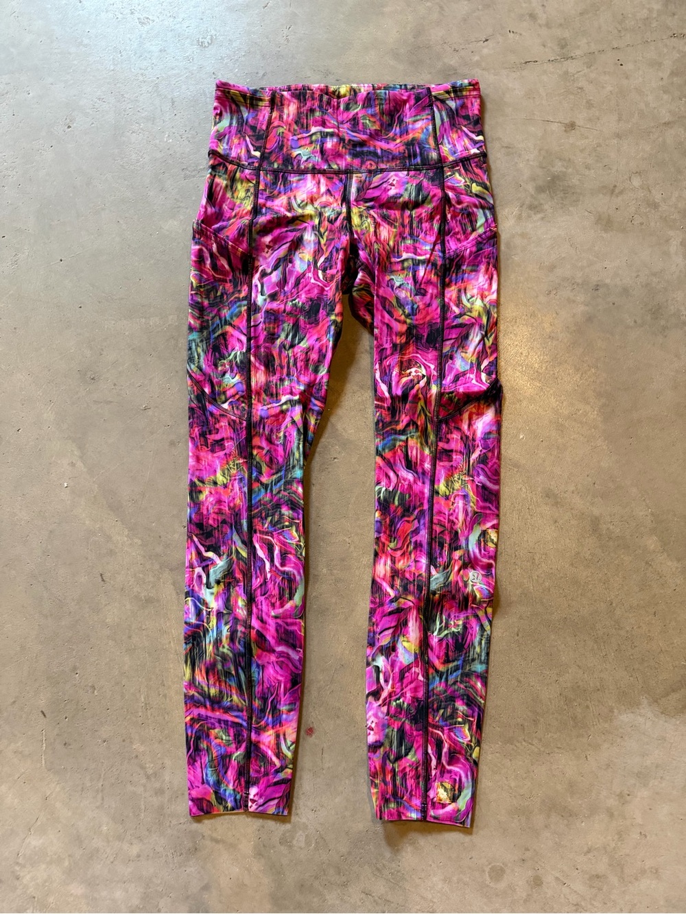 Like new lululemon athletica Pink Multi-Color Abstract Print Leggings size 6